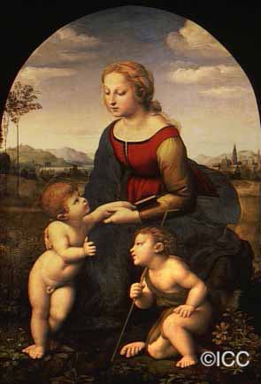 「聖母子と幼児聖ヨハネ(美しき女庭師)」  ラファエロ・サンティ