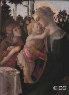 聖母子と少年聖ヨハネ(薔薇園の聖母）