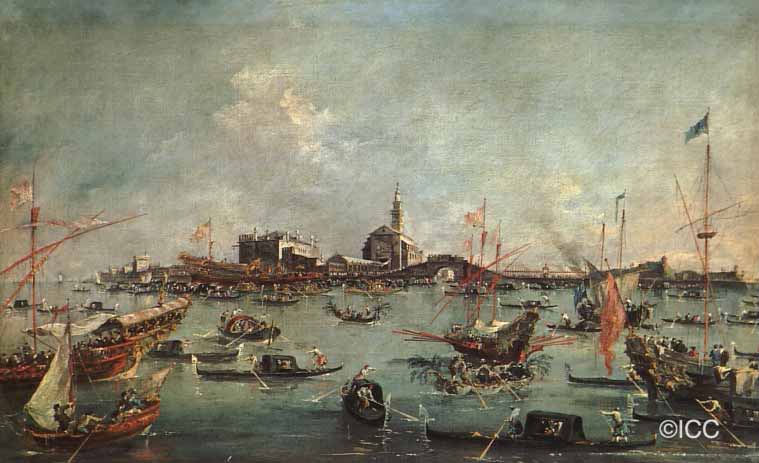「リド島へ向かうヴェネツィア総督の船」  フランチェスコ・グアルディ