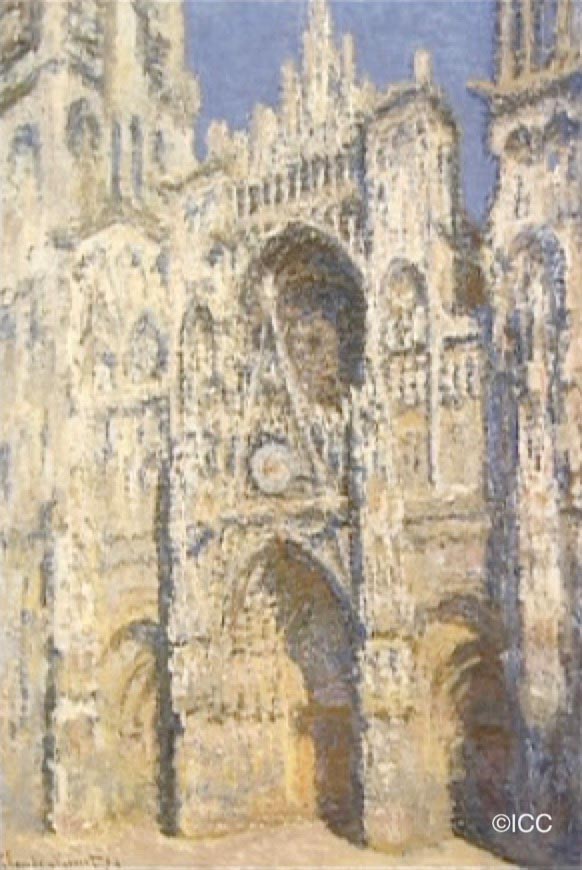ルーアンの大聖堂―明るい陽光、青と金のハーモニー」 クロード・モネ 