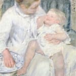 「眠たがる子どもを洗う母」 カサット（メアリー・カサット）