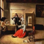「ワインを飲む女と二人の兵士」 ピーテル・デ・ホーホ
