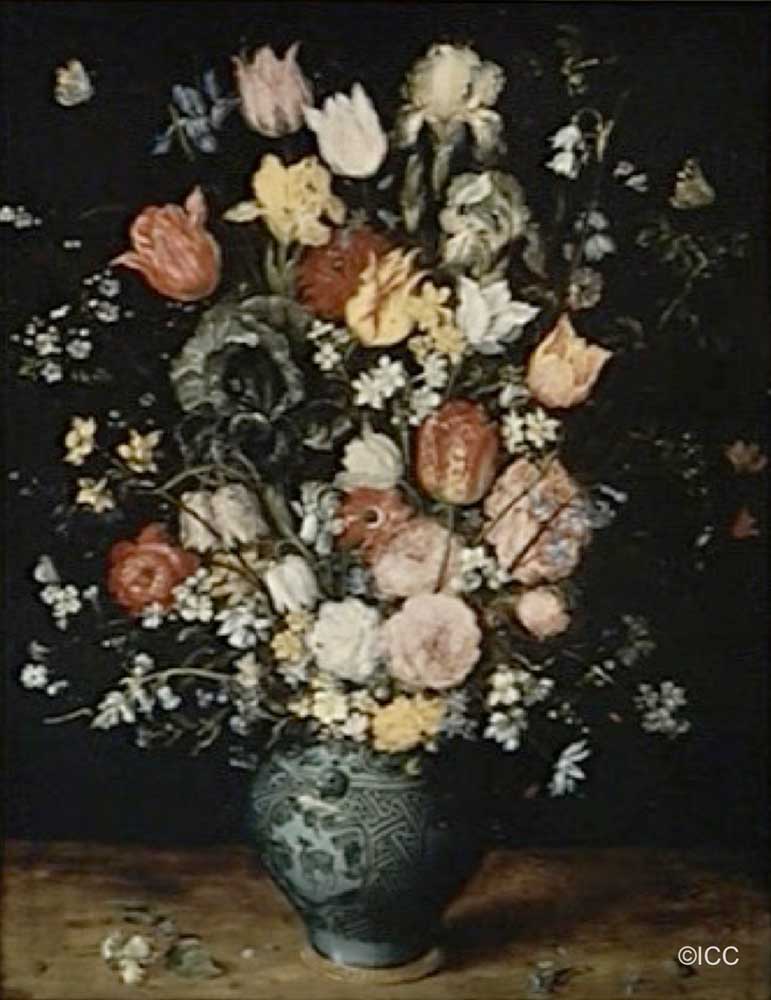 花と踊ったフランドル美術：ヤン・ブリューゲル 『青い花瓶の花 