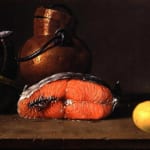 「鮭、レモン､三つの器のある静物」 ルイス・メレンデス
